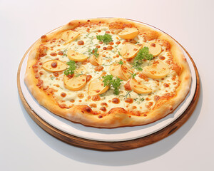 Pizza cheese Italy quattro formaggi Brie Camembert tomato greens onion dough