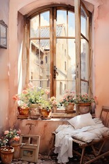 Fototapeta premium bedroom of an english victorian house.