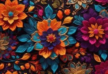 Multicolor floral abstract pattern background