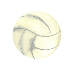 volleyball ball, sports and ball game equipment drawn by hand in watercolor