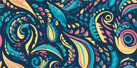 Abstract cute hand drawn paisley ornament pattern. Trendy ethnic style. Fashionable vector template for your design.
