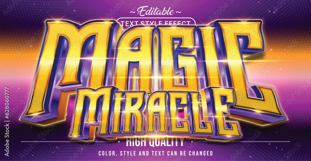 Poster Editable text style effect - Magic Miracle text style theme.