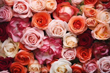 Natural colorful roses background.