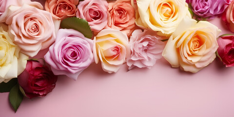 Fototapeta premium Natural colorful roses background.