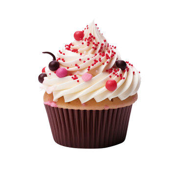 cupcake with cream and cherry, created with Generative AI