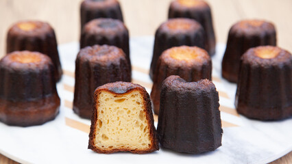 Canele, a small french pastry flavored with rum and vanilla