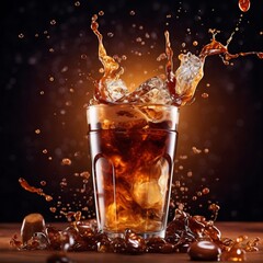 Generative AI : Refreshing Iced Coke: Cool Splash in Lightbox Style