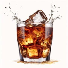 Generative AI : Refreshing Iced Coke: Cool Splash in Lightbox Style