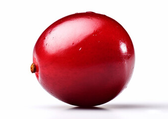 Obraz premium Macro wet large red cranberry on white background.AI Generative