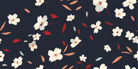 Fototapeta na wymiar Beautiful trendy flower pattern. Small flowers. Fashionable template for design