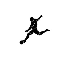 Fototapeta na wymiar silhouette of a soccer player kicking ball