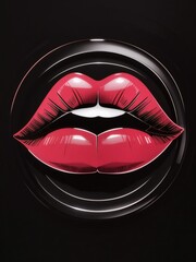 Sweet lips logo on black background, generative AI