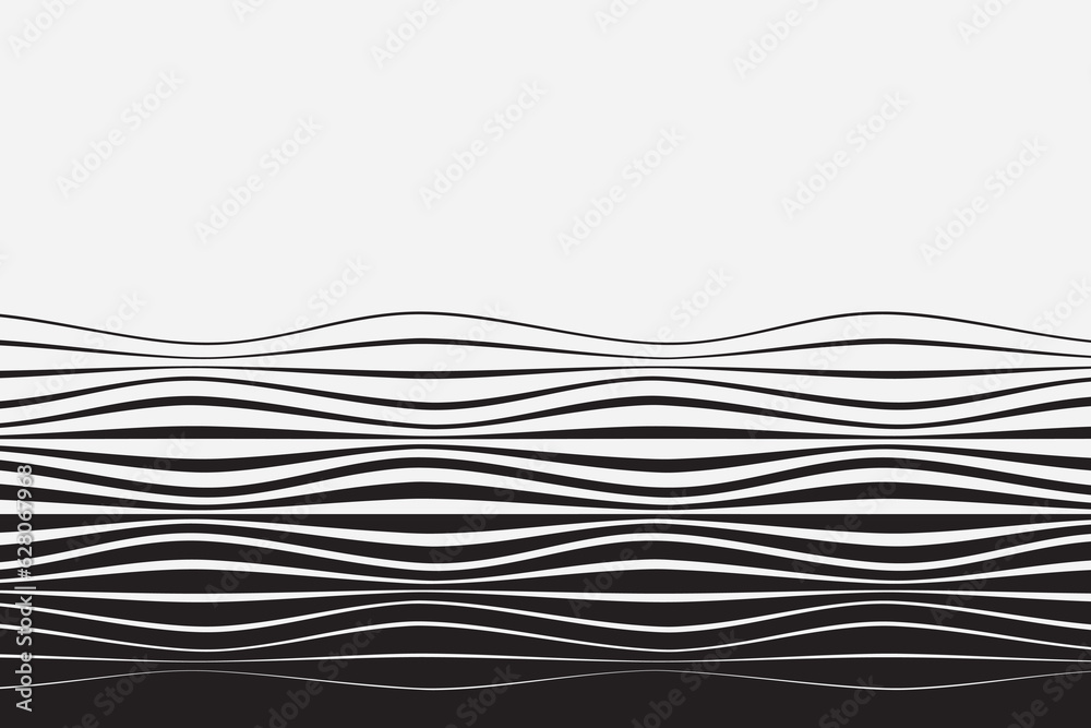 Poster black and white curved line stripe mobious wave abstract background. vector illustration.