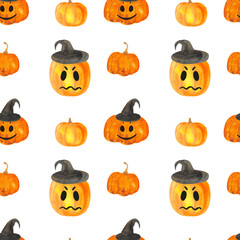 halloween pattern, seamless print for fabric and paper on the theme of autumn holidays, drawn in watercolor