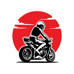 Fototapeta na wymiar biker riding motorcycle icon vector image