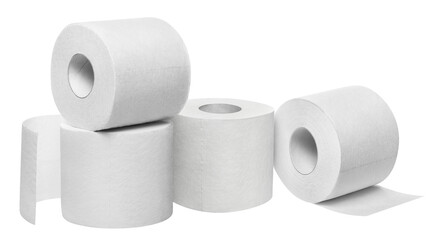 Rolls of white toilet paper, cut out