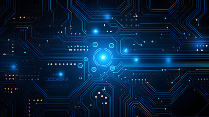 Obraz premium Modern abstract technology concept, blue background, digital circuit communication circle, innovation