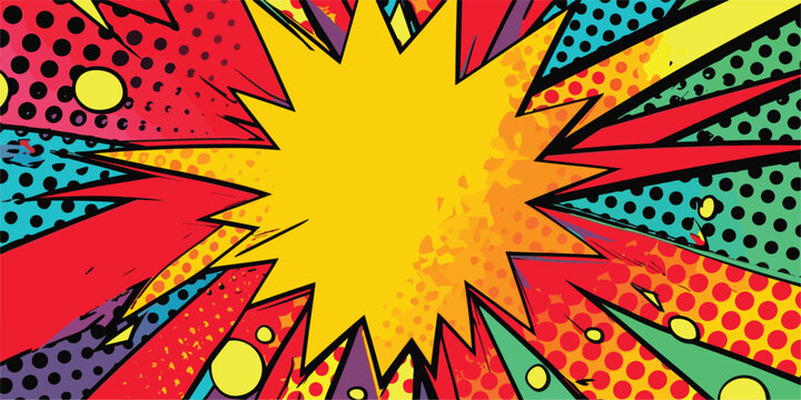 VIntage retro comics boom explosion crash bang cover book design with light and dots. Can be used for decoration or graphics. Graphic Art Vector Illustratiom