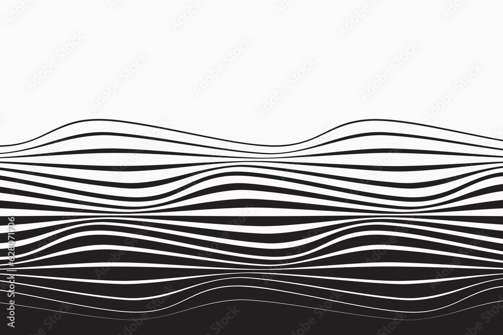 Poster black and white curved line stripe mobious wave abstract background. vector illustration.
