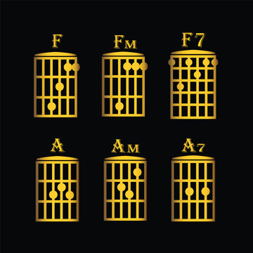 chords guitar icon, vector, template, logo, trendy, collection, flat, design, gold