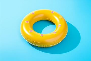 Small Rescue Circle Yellow in a Blue Water Swimming Pool. concept color summer. Ai Generative.