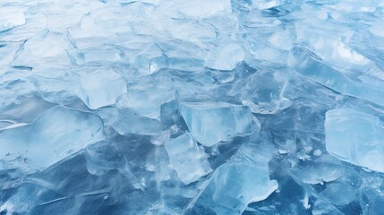 Obraz premium Frozen water in the lake, arctic winter landscape. Generative AI