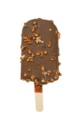 Chocolate Dipped with Nuts Ice Cream Bar Isolated on Transparent Backdrop, PNG File