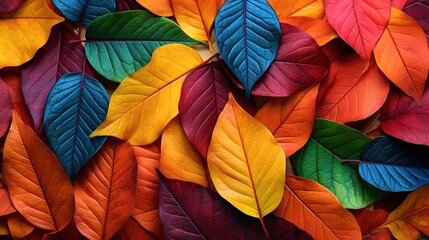 Multicolored autumn leaves, texture. Generative AI