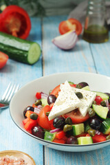 A bowl with traditional Greek salad Horiatiki	