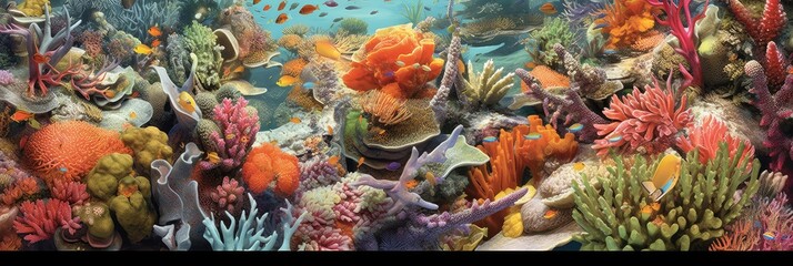 Underwater world photo realistic illustration - Generative AI.