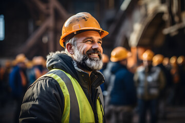 portrait of smiling worker with helmet ai generated art 