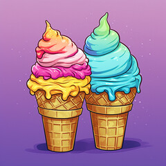 Colorful ice cream cone illustration
