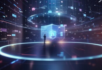 Obraz premium Hologram data protection Cyber Security Privacy Business