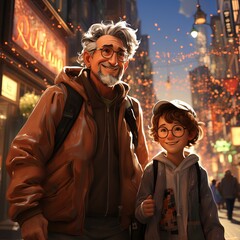 Obraz premium father and son 3D Generative AI