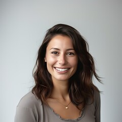 Fototapeta premium a portrait photo of a smiling woman white background