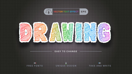 Colored Pencil - Editable Text Effect, Font Style