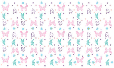 Vector butterfly seamless repeat pattern design background.