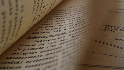 Flicking Through Old Typescript Technical Book Pages Close-up