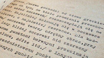 Fototapeta premium Flicking Through Old Typescript Technical Book Pages Close-up