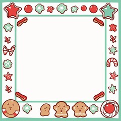 Frame with Christmas ornaments. Vector frame with christmas symbols.
