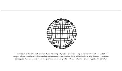 Disco ball light one continuous line design. Decorative elements drawn on a white background.