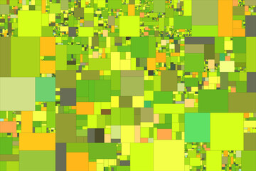 Farmland fields aerial view or data blocks concept. Rectangles abstract geometric background. Glitch art. Vector illustration. Creative coding computational design.