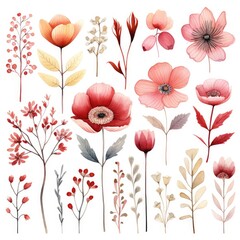 floral doodle design elements, AI Generated