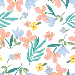 cute flower abstract hand drawn vector seamless pattern 04