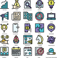 set of marketing icons, seo, analytics, ads, business by Rasamastudio