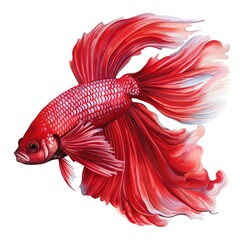 Fototapeta premium beautiful red betta fish isolated on white background