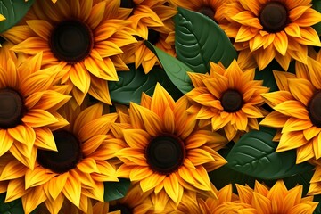 Fototapeta na wymiar 3d floral sunflower pattern