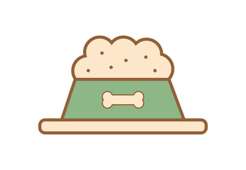 Pet food in bowl. Vector illustration
