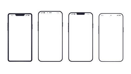 Flat design vector phones collection - Illustration of various unbranded mobile devices with white empty screens