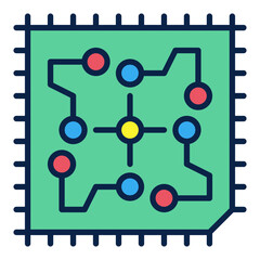 Processor Circuit Board vector concept colored icon or symbol